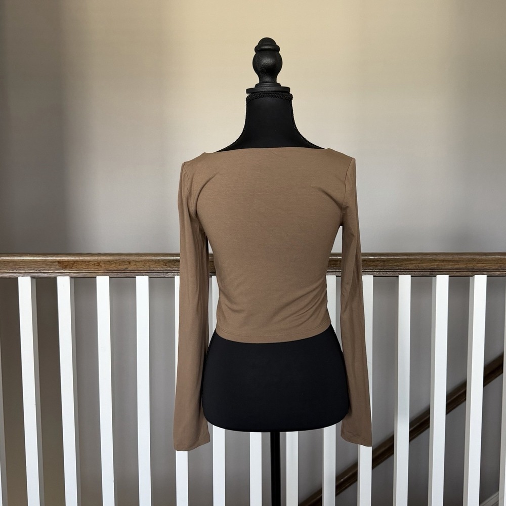 Aritzia Wilfred Free Bundle Square Neck Long Sleeve Ruched Crop Top Medium Lot - Picture 5 of 11